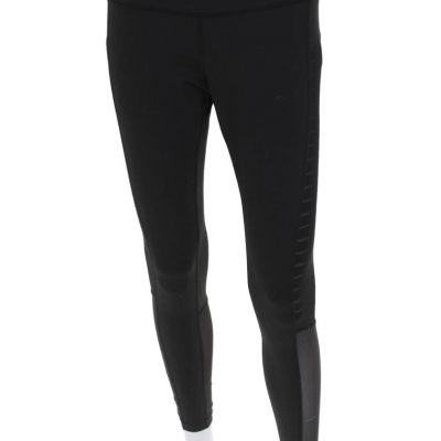 Reebok Womens Stretch Sheer Panel Mid-Rise Activewear Leggings Black Size M